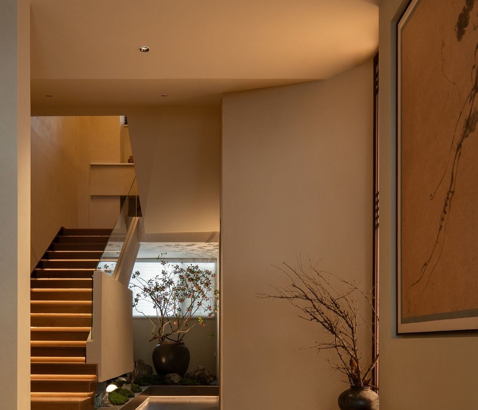Stair and borrowed view — Completed space